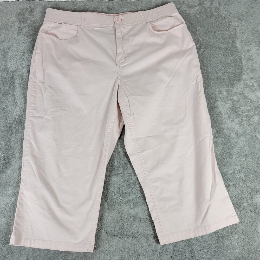 Christopher Banks Pink Capri Pants Straight Leg Elastic Waist Pockets 16P PIN63E